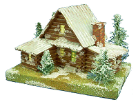 New for 2010! Click to see free plans and instructions for a vintage-style log cabin Christmas decoration