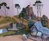 This photo shows three of the scenery ideas on our primer pages combined. Click to see the Portable Indoor Display article.