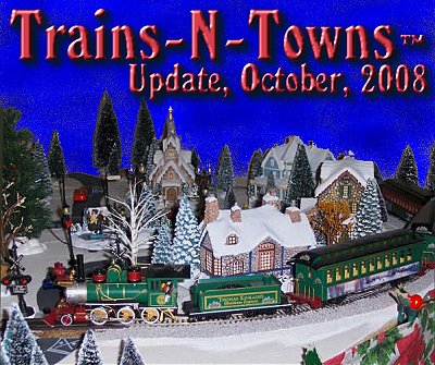 The official e-newsletter of Big Indoor Trains<sup><small>TM</small></sup> and Big Christmas Trains<sup><small>TM</small></sup>. Larry Farnsworth's 2007 holiday village featured Hawthorne Village Thomas Kinkade trains and structures. Click for bigger photo. 