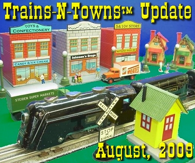The official e-newsletter of Big Indoor Trains<sup><small>TM</small></sup> and Big Christmas Trains<sup><small>TM</small></sup>. This traditional O27 railroad was on display in March, 2009 at Northwest Ohio Railroad Preservation, inc., in Findlay, Ohio.  Click to see a larger image.