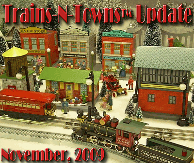 The official e-newsletter of Big Indoor Trains<sup><small>TM</small></sup> and Big Christmas Trains<sup><small>TM</small></sup>. This is Howard Lamey's 'Tin City' with an antique Marx train and an On30 train manufactured by Bachmann.  Click to see a larger image.