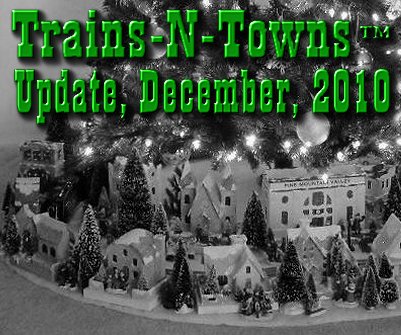 The official e-newsletter of Big Indoor Trains<sup><small>TM</small></sup> and Big Christmas Trains<sup><small>TM</small></sup>. This is not a photo from 1938 - it's a 2010 photo of the putz village of Howard Lamey, complete with his classic Marx tinplate locomotive coming around the curve to the left. Paul made it black and white to see if it looked like the 'classic' mid-20th century 'Christmas village.'  Works for us.  What do you think?  Click to see the whole photo.
