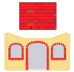 Porch and red porch roof.  Use the text link below to download the porch graphics in the correct scale for your project